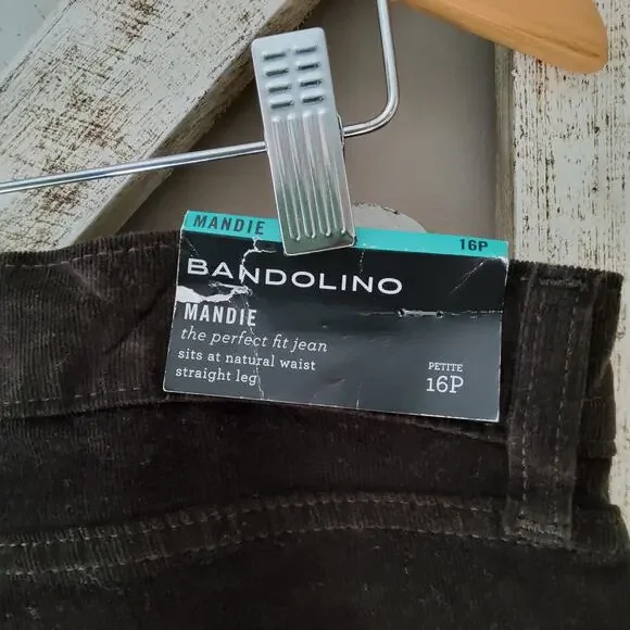 Bandolino Women's Petite Mandie Straight Leg Corduroy Jean Pants in Hot Expresso - Picture 5 of 6